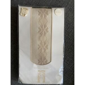 New Paper White Beige Lace Pantyhose Tights M L 125-150 Lbs Coquette